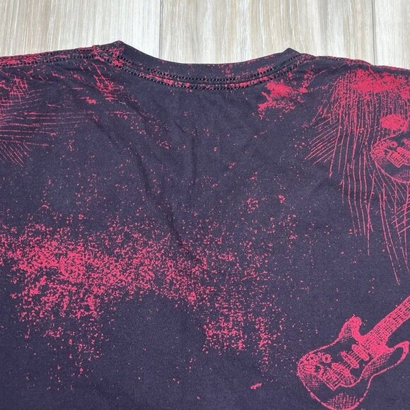 Vintage Grey Star Black/Red Guitar Print Shirt - Men Small - Picture 11 of 16